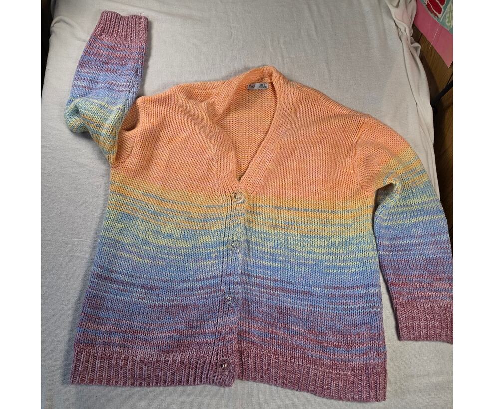 Dex Ombre Rainbow Knit Cardigan Pastel Sweater S